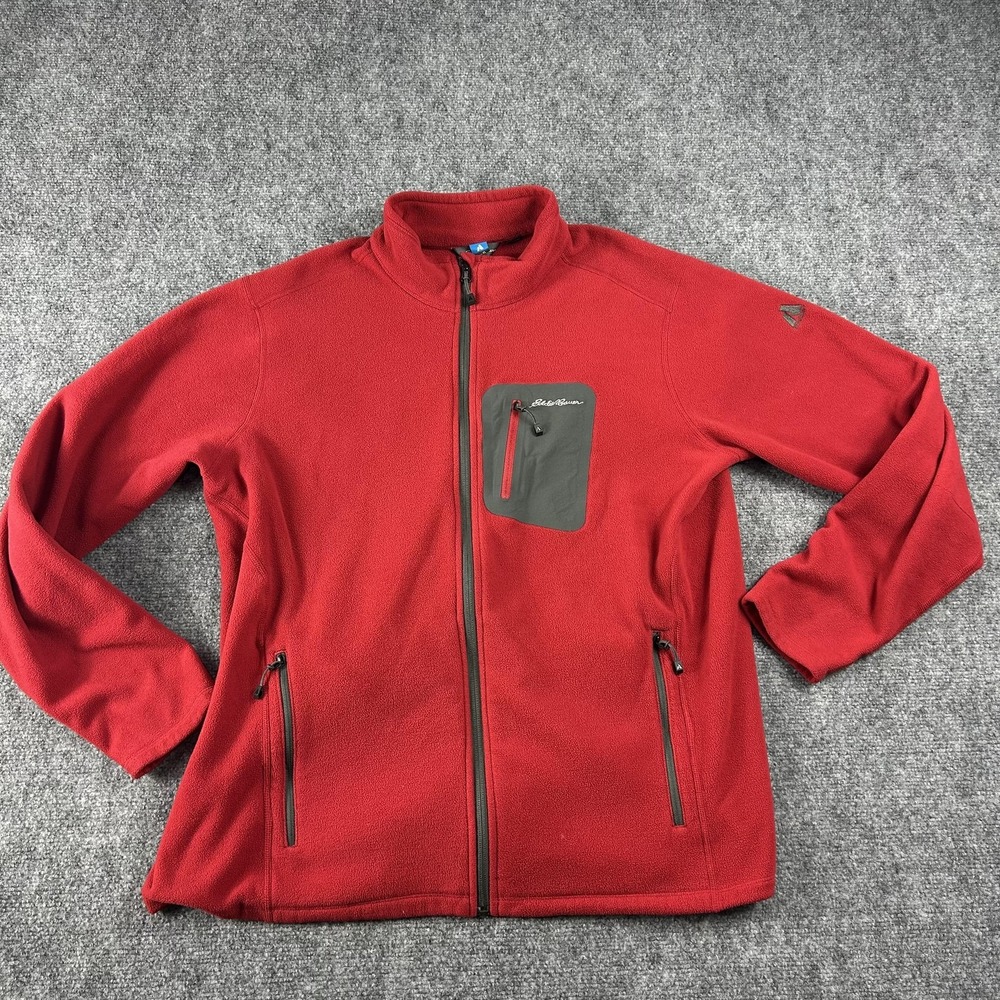 Eddie Bauer First Ascent Jacket Mens XL Red Fleece Full Zip Outdoor Hiking‎